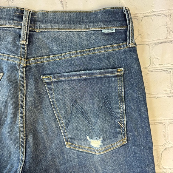 MOTHER Denim Scrapper Cuff Ankle Fray Unstitched blue Jeans size 25 - Picture 12 of 16